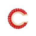 Golden C-shaped ear cuff with red sparkling rhinestones for non-pierced ears - Outer Diameter 1.6cm / KC Gold - Red (8399)