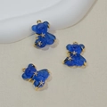 Blue resin bear pendant with gold plating and sparkling star zircon DIY jewelry - Blue