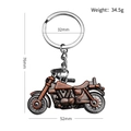Bronze vintage motorcycle keychain in zinc alloy with detailed dimensions and specs - Cruiser Motorcycle (X-1425) / Red Copper