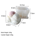 Silicone mold for rose bear candle with dimensions 10.7x8.3x7.5cm and 245g weight - Flower Car J-0283