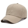 Casquette de baseball classique en coton kaki à six panneaux avec visière incurvée - Réglable / Beige Foncé
