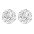 Silver round earrings with irregular embossed texture on a clean white background - Steel Hammered Round Stud (MS-493)