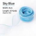 Sky blue 4cm wide chiffon ribbon for cake decoration and gift wrapping, 10 yards long - Fishtail Ribbon Sky Blue / 4cm Wide 9m Long
