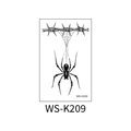 Adesivo tatuaggio temporaneo 3D ragno vedova nera e filo spinato, modello WS-K209 - Ragno Appeso al Filo Spinato (WS-K209)