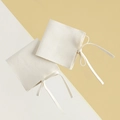 Cream white velvet jewelry pouches with drawstring closure for ring and necklace storage - Ribbon Style / 7*7cm / Off White