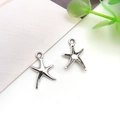 Glanzend zilveren zeester bedeltje met dubbelzijdige details voor DIY sieraden maken - 11x19mm Zee-zeester stijl B