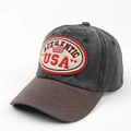 Detalle de gorra de béisbol vintage con bordado de USA y visera en contraste - Ajustable 55-60CM / Negro