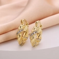 Golden twisted hoop earrings with sparkling zircon inlay for minimalist fashion - Twisted Pave Woven