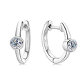 S925 sterling silver hoop earrings with round 0.30CT moissanite bezel setting in silver - Bezel Set Single Stone / K White Gold