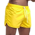 Short de sport jaune vif pour homme avec taille élastique et cordon de serrage blanc - M / Jaune