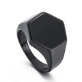 Anillo de sello hexagonal minimalista de acero inoxidable pulido negro para hombre estilo moderno - US 7 / Negro