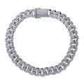 Dettaglio catena cubana argento con zirconi incastonati e chiusura a scatola quadrata - 8 pollici (20cm) / Argento
