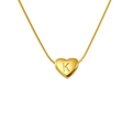 Gold titanium steel heart necklace with engraved letter K on a polished snake chain - Letter K (Snake Chain)