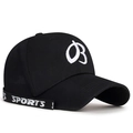 Berretto da baseball nero con lettera B ricamata bianca e nastro sportivo - Nero
