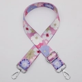 Pink purple floral replacement wide shoulder strap with silver metal swivel hooks - No. 618 Silver Hook