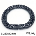 Bracelet cubain pour homme en acier titane noir de 220mm avec maillons plats de 12mm - Bracelet Noir