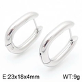 Pendientes de aro ovalados minimalistas de acero inoxidable pulido para mujer - Estilo B Color Acero Ovalado Irregular (KE113990-KFC)