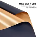 Two-tone navy blue and gold gilding flower wrapping paper, 56x56cm waterproof material - Navy Blue + Gold