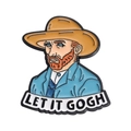 Creative Van Gogh enamel pin with 'LET IT GOGH' text for jackets and backpacks - Van Gogh Straw Hat Style (xz9927)