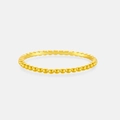 Detailed close-up of golden beaded texture and polished finish on a slim silver ring - Mmr200 (18k Gold) / Size 6