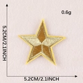 Golden star embroidery patch for clothing accessories measuring 5.2cm with silk finish - Golden Yellow Five-Pointed Star (G1L-A-4-9 Iron-On)