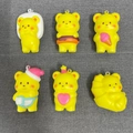Set of 6 yellow butter bear squishy stress relief toys in various fun poses and themes - Yellow Bear Small 6.5cm