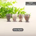 Set of four 2.5cm hand-carved grey agate angel figurines with natural stone textures - Grey Agate