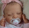 20 inch lifelike reborn baby doll sleeping with pink bow headband and heart pacifier - Pink Bow / Normal Painted Cloth Body