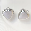 Polished silver resin heart pendant charms for DIY jewelry making and necklaces - 21# White K Heart 21