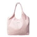 Rosafarbene Falten-Stofftasche aus Baumwolle und Leinen mit Kiss Yourself Schriftzug - Rosa