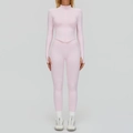 Ensemble de yoga sans couture rose pâle pour femme avec veste ajustée et legging - S / Haut Et Bas / Ensemble deux pièces / Rose Sakura