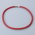 Cordon de collier tressé rouge avec fermoir magnétique argenté pour hommes et femmes - Style B-6mm Cordon Rouge-Fermoir Acier-Collier
