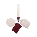 Drei-in-eins Handgelenktasche mit cremefarbenen Beuteln und weinrotem Kartenhalter - Verbessertes Runde, Halbkreis Und Rechteck Taschen / Beige