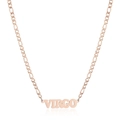 Rose gold stainless steel necklace with Virgo zodiac pendant on a Figaro style chain - Rose Gold Virgo