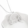 Collar de acero inoxidable plateado con colgante de auriculares y ondas de ritmo cardíaco - Auriculares / 899 Color Acero