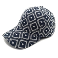 Detailed embroidery of white geometric patterns on a navy blue cotton baseball cap - M (56-58cm) / Navy Blue With Rhombus Embroidery