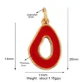 Red oval enamel pendant charm with gold metal trim and 20mm x 11mm dimensions - L268053-Red Red Oval Hollow