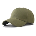 Detail view of the olive green 5-panel polyester baseball cap with curved brim and eyelets - Adjustable / Army Green