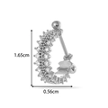 Silver U-shaped stainless steel ear bone nail with rows of sparkling zircon stones - Wide Row Style (2615-7#) / Silver