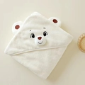 White polar bear coral fleece hooded baby towel and soft wrap blanket for newborns - 80*80cm / 3D Bear