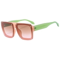 Square oversized sunglasses with translucent pink and green frame and gradient lenses - Pink Frame Gradient Tea Pink Lens