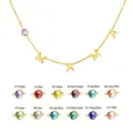 Gold MAMA letter necklace for women featuring twelve customizable birthstone pendants - 4 Letters + 1 Birthstone / Gold