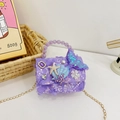 Purple mermaid sequin purse for girls with pearl handle and shell decorations - Purple