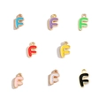 Set of 8 gold-rimmed colorful enamel F-shaped letter pendants for jewelry making - Letter F / Black