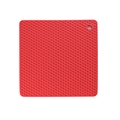 Square red silicone placemat with honeycomb texture and hanging hole for kitchen use - Red
