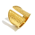 Minimalistischer breiter Ring für Damen mit 18K vergoldeter Hammerschlag-Oberfläche - Goldene gehämmerte offene Ring