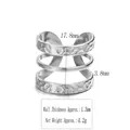 Vintage dreilagiger geprägter Ring aus Silber-Titanstahl mit strukturierter Optik - Einstellbar Offen / Silber