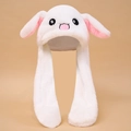 White plush bunny hat with moving ears and embroidered face for children - Large Size (Moving Ears) / Upgraded Thickened White Rabbit