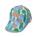 White baseball cap with colorful cactus and succulent floral print for summer beach wear - White Floral Cactus Style (T)