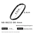 Bracelet jonc minimaliste en acier inoxydable noir, largeur 4mm, étanche et hypoallergénique - Noir (NB-B6233-BK-4mm)